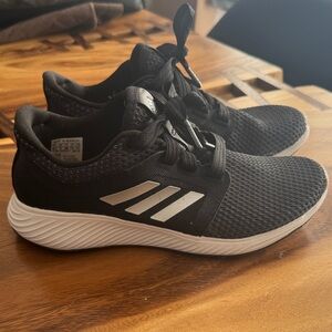 Adidas Black Mesh Sneakers with White Sole